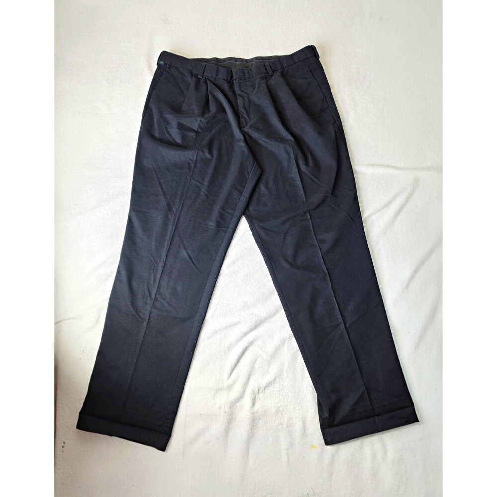 Dockers Men's Black Pleated Dress Pants Size 40 Classic Fit Straight Leg Twill
